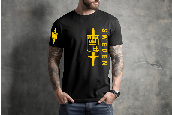 T-shirt "We Serve Sweden" – 100% Bomull | Svart & Guldtryck
